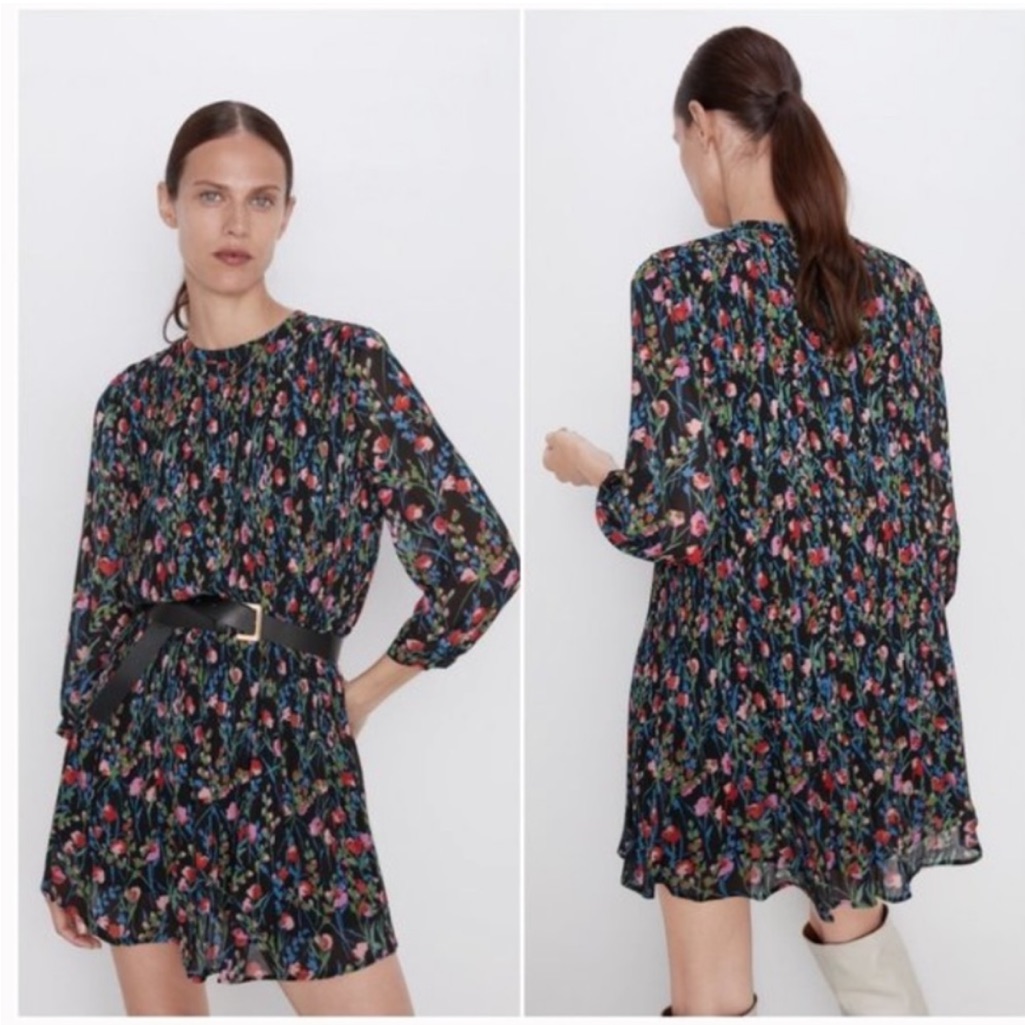 Zara The Annie Dress | Pleated Floral Mini